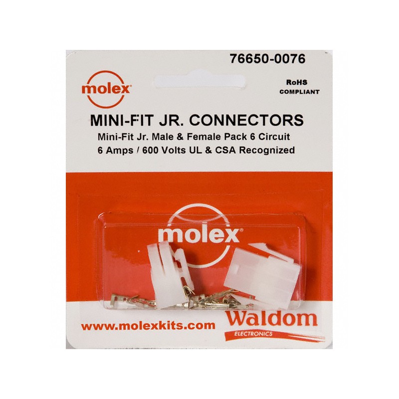 10 pcs : 0766500076 - KIT CONN MINI-FIT JR 6 CIRCUITS
