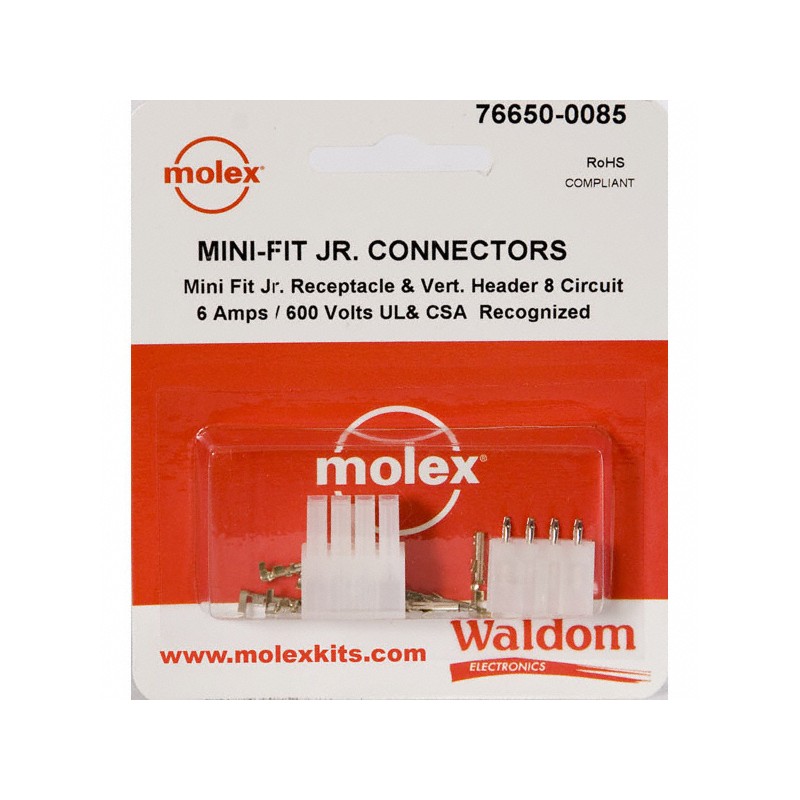 10 pcs : 0766500085 - KIT CONN MINI-FIT JR 8 CIRC VERT