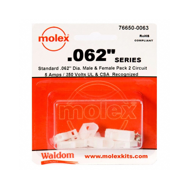 10 pcs : 0766500063 - KIT CONN STD .062' 2 CIRCUITS