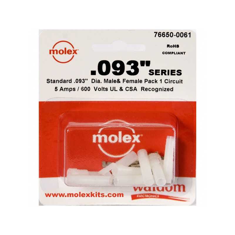 10 pcs : 0766500061 - KIT CONN STD .093' 1 CIRCUIT