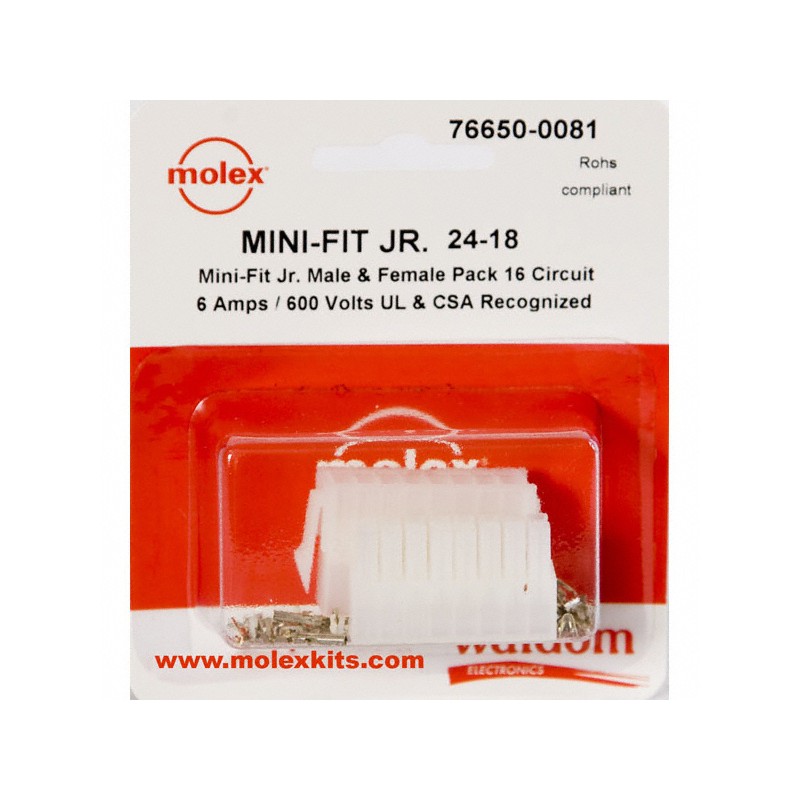 10 pcs : 0766500081 - KIT CONN MINI-FIT JR 16 CIRCUITS