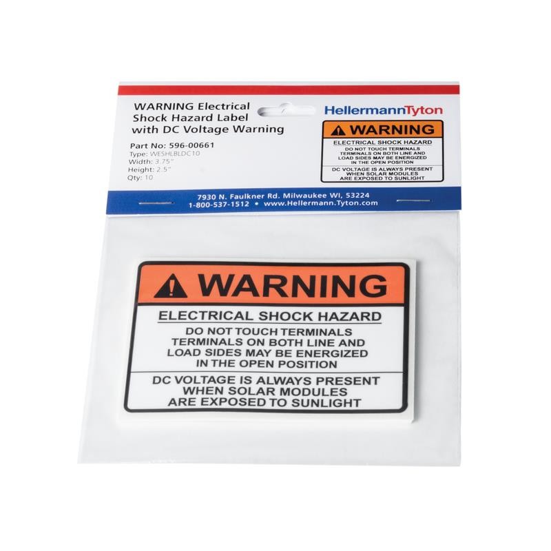 10 pcs : 596-00894 - SOLAR LABEL, 2017 CODE, WARNING