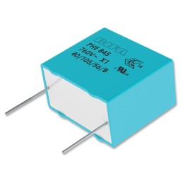 4 pcs - KEMET PHE845 Metallised Polypropylene Film Capacitor, 1.5 kV dc, 760 V ac, ±20%, 220nF, Through Hole