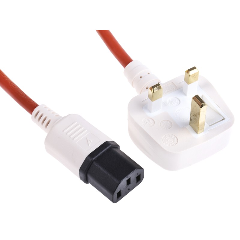 1 pcs - RS PRO IEC C13 Socket to Type G UK Plug Power Cord, 3m