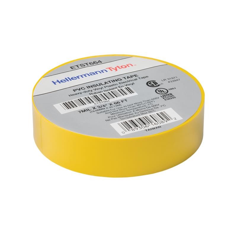 10 pcs : ETST664 - TAPE ELECT YELLOW 3/4'X22YDS