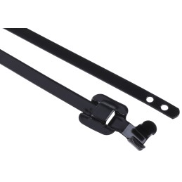 1 Bag of 100 - RS PRO Cable Tie, Releasable, 330mm x 5 mm, Black Polyester Coated Stainless Steel, Pk-100