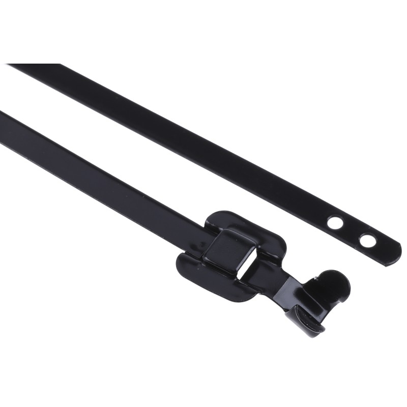 1 Bag of 100 - RS PRO Cable Tie, Releasable, 330mm x 5 mm, Black Polyester Coated Stainless Steel, Pk-100
