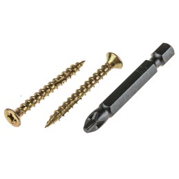 1 Box of 200 - ULTI-MATE Pozisquare Countersunk Steel Wood Screw Yellow Passivated, Zinc Plated, 4mm Thread, 40mm Length