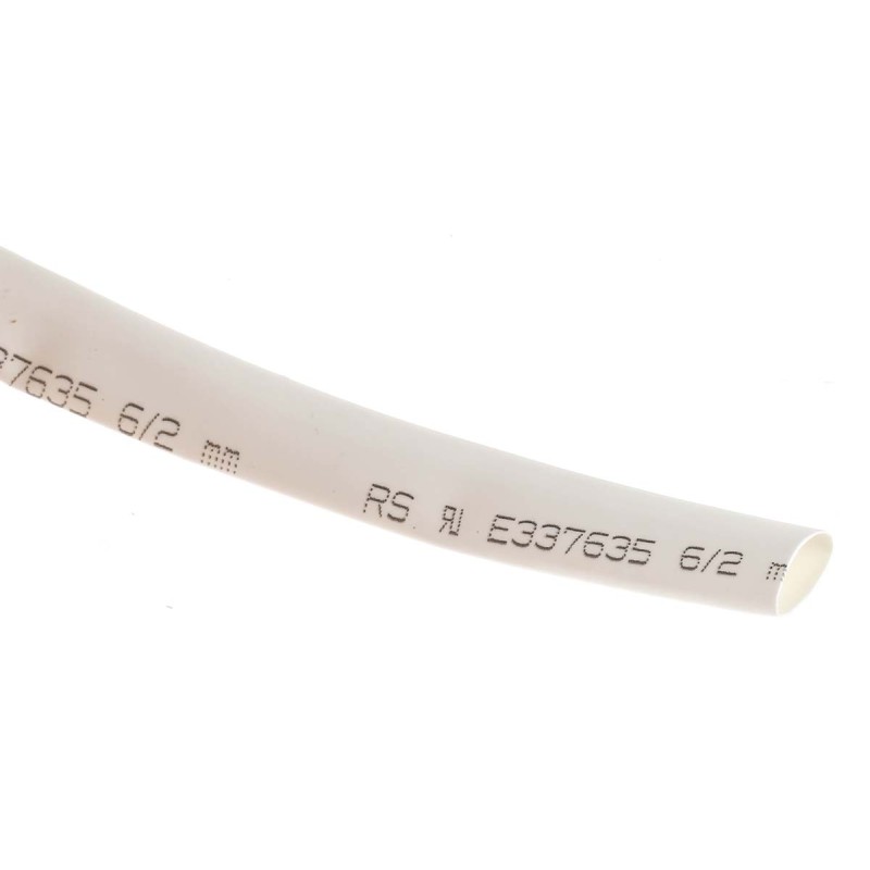 1 Reel of 7 M - RS PRO Heat Shrink Tubing, White 6mm Sleeve Dia. x 7m Length 3:1 Ratio