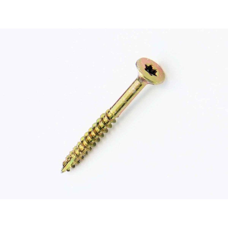 1 Box of 200 - UNIFIX VORTEX Torx Countersunk Steel Wood Screw Yellow Passivated, Zinc Plated, NA, 4mm Thread, 2.75in Length, 70