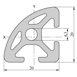 1 pcs - RS PRO Silver Aluminium, Anodized Profile Strut, 20 x 20 mm, 5mm Groove, 1m Length