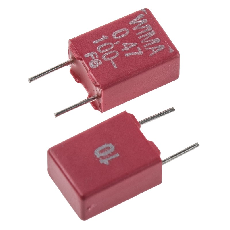 5 pcs - WIMA MKS2 Polyester Film Capacitor, 63 V ac, 100 V dc, ±10%, 470nF, Through Hole
