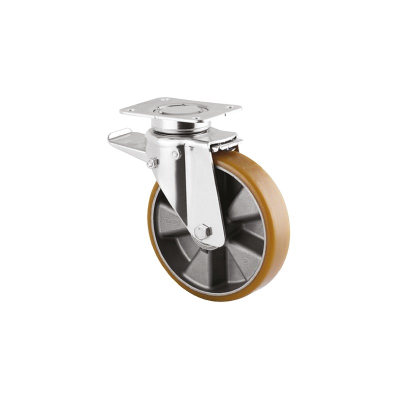 1 pcs - Tente Braked Swivel Castor Wheel, 600kg Capacity, 200mm Wheel