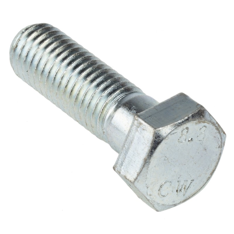 1 Box of 25 - Clear Passivated, Zinc Steel, Hex Bolt, M12 x 40mm