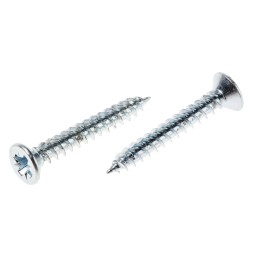 1 Box of 250 - RS PRO Pozidriv Countersunk Steel Wood Screw Bright Zinc Plated, No. 6 Thread, 1in Length