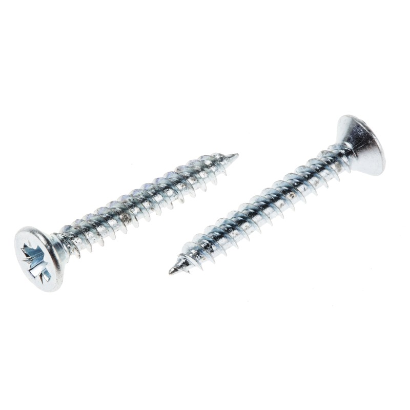 1 Box of 250 - RS PRO Pozidriv Countersunk Steel Wood Screw Bright Zinc Plated, No. 6 Thread, 1in Length
