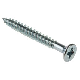 1 Box of 250 - RS PRO Pozidriv Countersunk Steel Wood Screw Bright Zinc Plated, No. 8 Thread, 1.1/2in Length