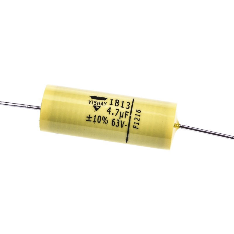 5 pcs - Vishay MKT 1813 Metallised Polyester Film Capacitor, 40 V ac, 63 V dc, ±10%, 4.7μF, Through Hole