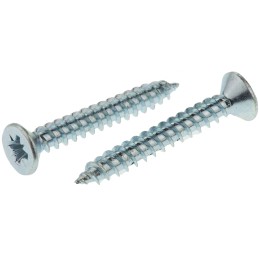 1 Box of 250 - RS PRO Pozidriv Countersunk Steel Wood Screw Bright Zinc Plated, No. 8 Thread, 1.1/4in Length