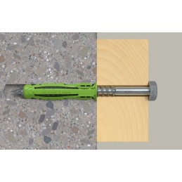 1 Box of 45 - Fischer Fixings Green Wall Plug, 50mm Length, 10mm Fixing Hole Diameter
