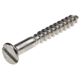 1 Box of 50 - RS PRO Slot Countersunk Stainless Steel Wood Screw, A2 304, No. 10 Thread, 40mm Length