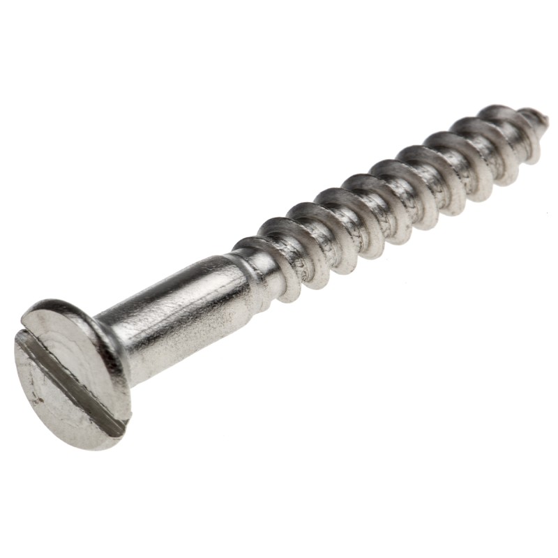 1 Box of 50 - RS PRO Slot Countersunk Stainless Steel Wood Screw, A2 304, No. 10 Thread, 40mm Length