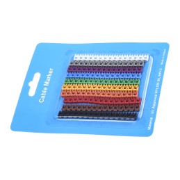 1 Bag of 150 - RS PRO Clip On Cable Markers, Black, Brown, Green, Grey, Orange, Red, Violet, White, Yellow, Pre-printed '0 - 9'