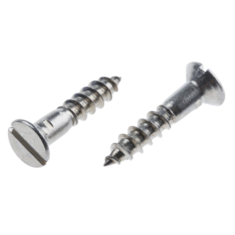 1 Box of 50 - RS PRO Slot Countersunk Stainless Steel Wood Screw, A2 304, No. 10 Thread, 25mm Length