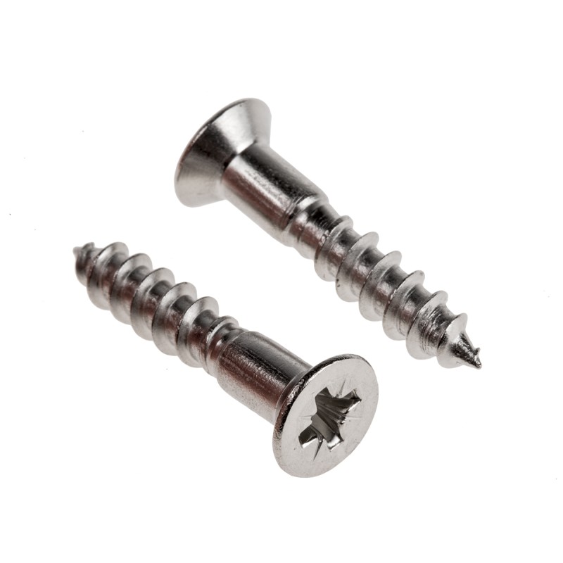 1 Box of 50 - RS PRO Pozidriv Countersunk Stainless Steel Wood Screw, A2 304, 5mm Thread, 25mm Length
