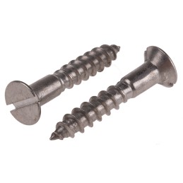 1 Box of 50 - RS PRO Slot Countersunk Stainless Steel Wood Screw, A2 304, No. 10 Thread, 30mm Length