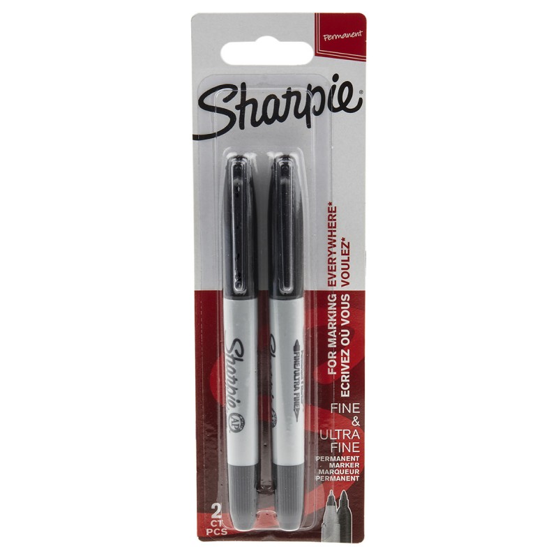 1 Box of 2 - Sharpie Twin Tip Black Marker Pen