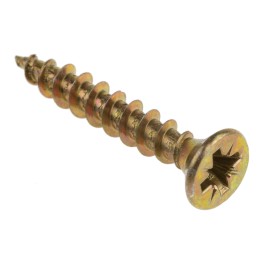 1 Box of 50 - RS PRO Pozidriv Countersunk Steel Wood Screw Yellow Passivated, Zinc Plated, 6mm Thread, 40mm Length