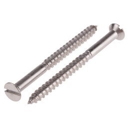1 Box of 50 - RS PRO Slot Countersunk Stainless Steel Wood Screw, A2 304, No. 8 Thread, 50mm Length