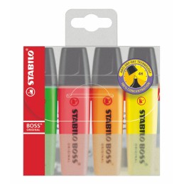 1 Pack of 4 - Stabilo Boss Assorted Highlighter Pen