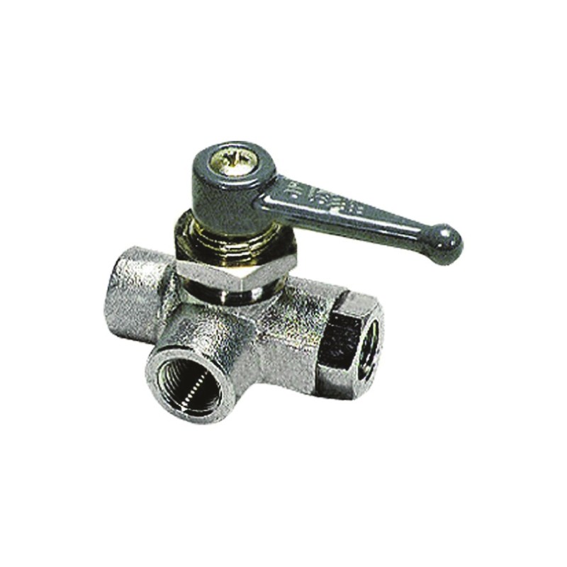 1 Box of 5 - Legris Nickel Plated Brass 3 Way, Ball Valve, BSPP 1/4in, 40bar Operating Pressure