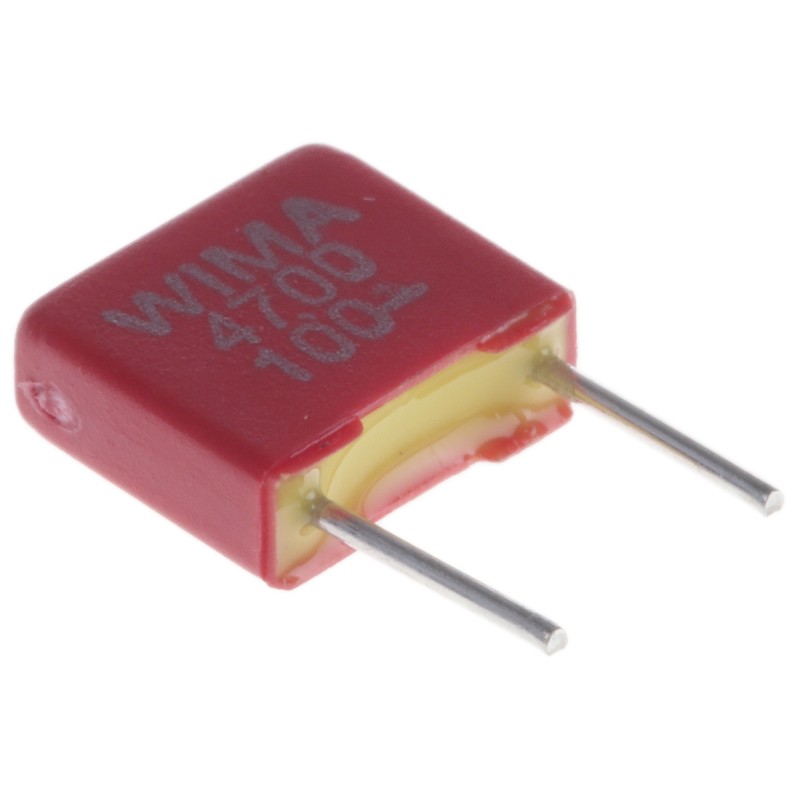 5 pcs - WIMA FKS2 Polyester Film Capacitor, 63 V ac, 100 V dc, ±20%, 4.7nF, Through Hole
