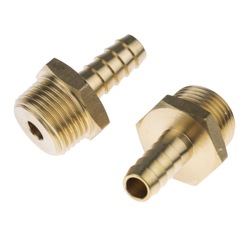 1 Pack of 2 - RS PRO Hose Connector Hose Tail Adaptor, G 1/2in 3/8in ID