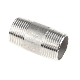 1 Pack of 2 - RS PRO Stainless Steel Pipe Fitting, Straight Circular Barrel Nipple, Male R 1in x Male R 1in