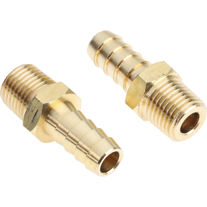 1 Pack of 2 - RS PRO Hose Connector Hose Tail Adaptor, G 1/4in 3/8in ID