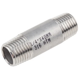 1 Pack of 5 - RS PRO Stainless Steel Pipe Fitting, Straight Circular Barrel Nipple, Male R 1/4in x Male R 1/4in