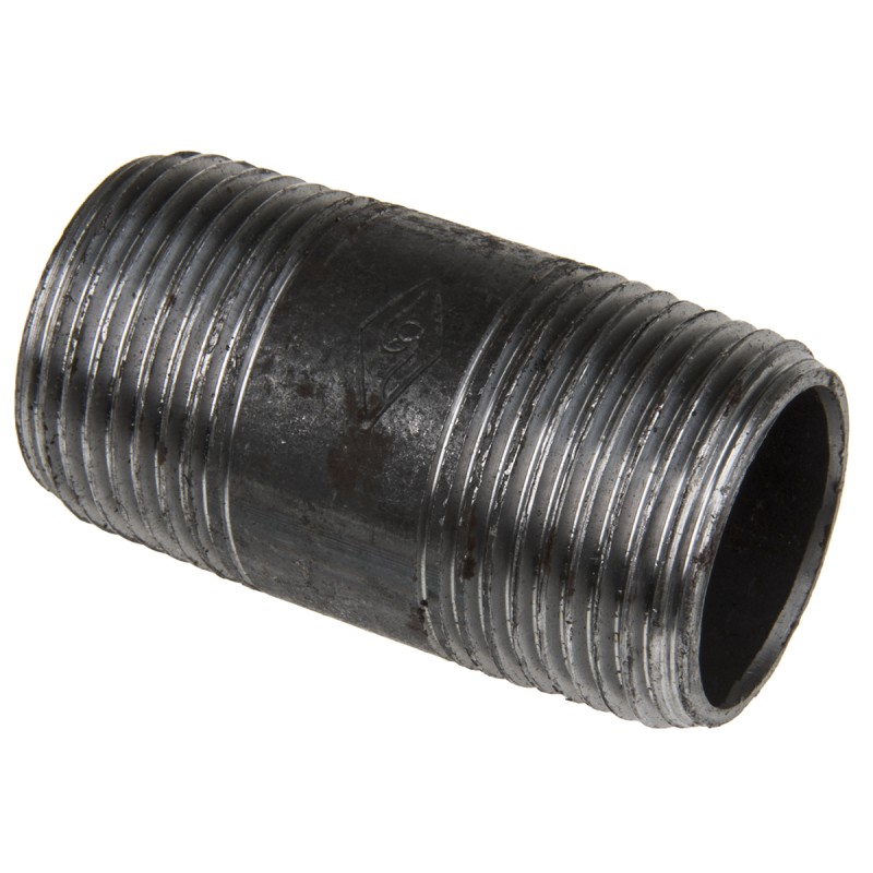 1 Pack of 5 - RS PRO Black Malleable Iron Fitting Barrel Nipple, Male BSPT 1in to Male BSPT 1in