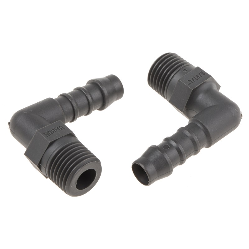 1 Pack of 5 - RS PRO Hose Connector, Elbow Hose Tail Adaptor, BSP 1/4in 8mm ID