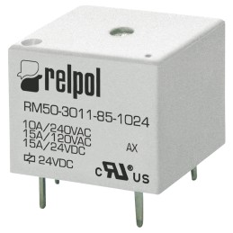 1 pcs - Relpol PCB Mount Power Relay, 5V dc Coil, 15A Switching Current, SPDT