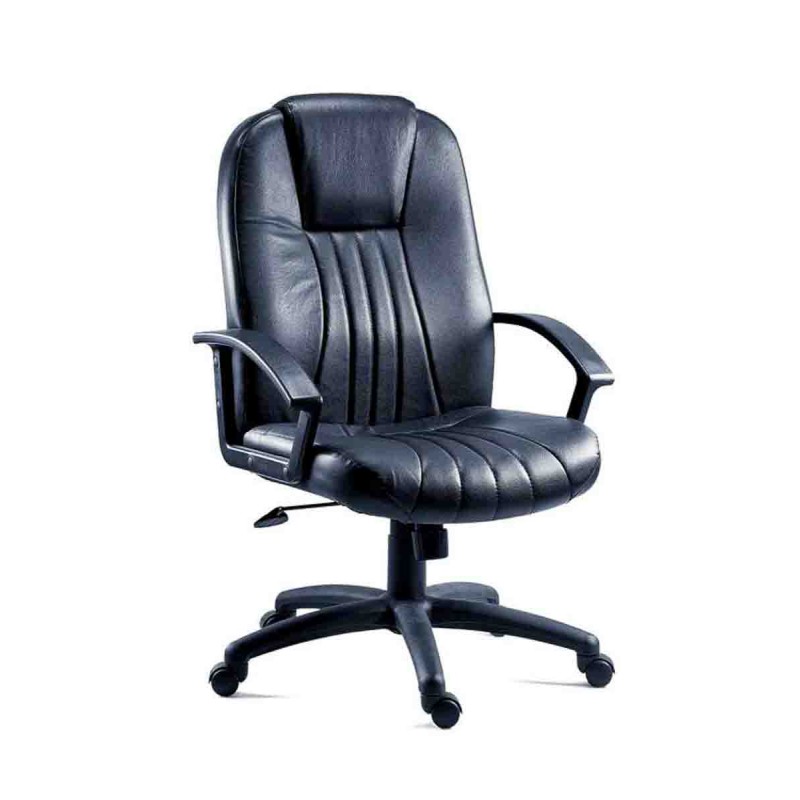 1 pcs - RS PRO Black Leather Executive Chair, 115kg Weight Capacity