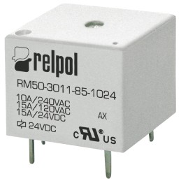 1 pcs - Relpol PCB Mount Power Relay, 9V dc Coil, 15A Switching Current, SPDT