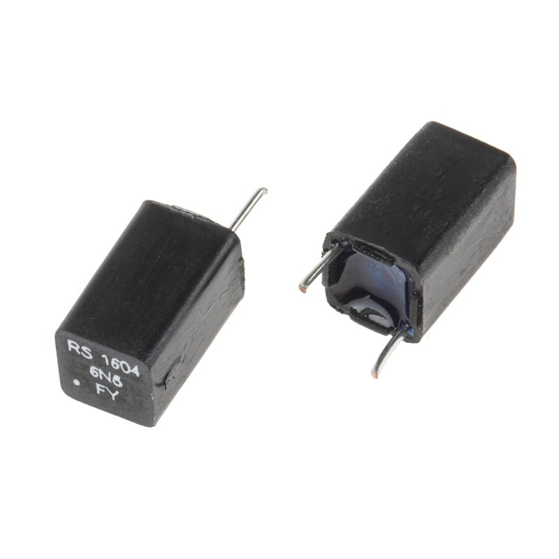 5 pcs - RS PRO Polystyrene Film Capacitor, 63V dc, ±1%, 6.8nF, Through Hole