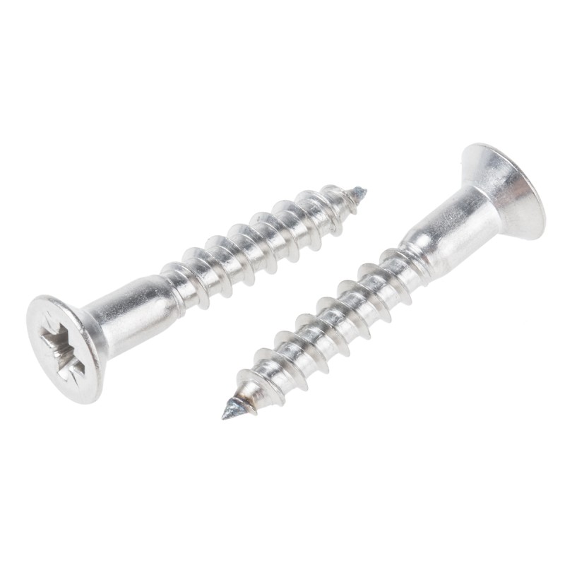 1 Box of 50 - RS PRO Pozidriv Countersunk Stainless Steel Wood Screw, A2 304, 5mm Thread, 30mm Length