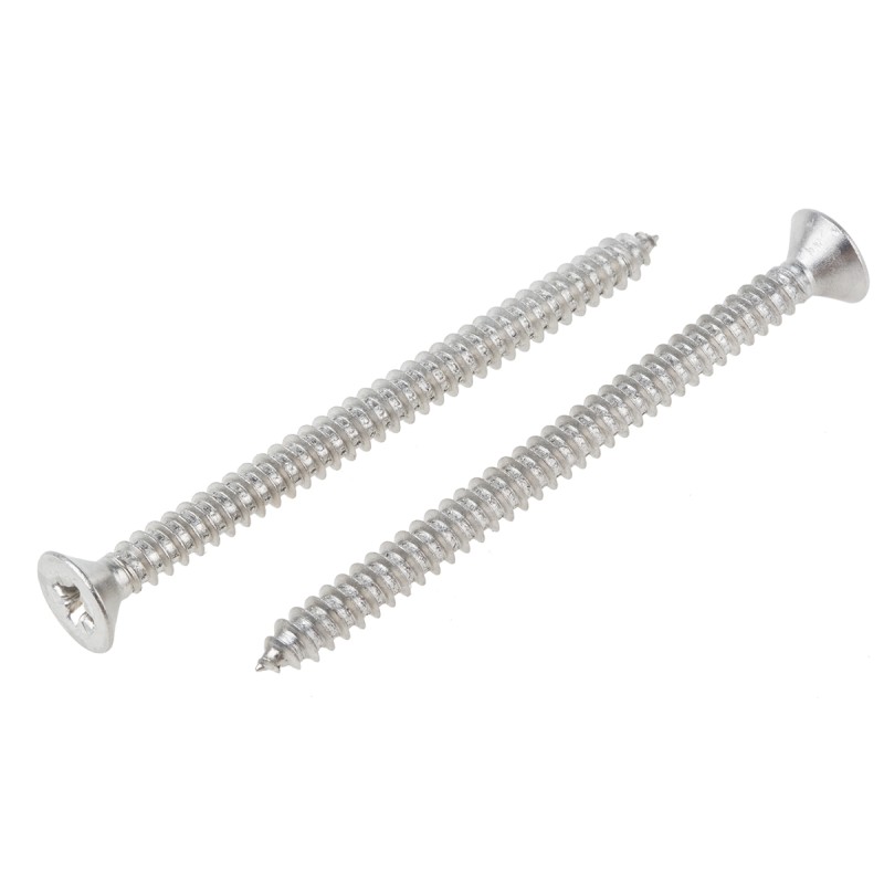1 Box of 50 - RS PRO Plain Stainless Steel Countersunk Head Self Tapping Screw, N°10 x 2.1/2in Long 65mm Long