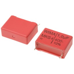5 pcs - WIMA MKS4 Polyester Film Capacitor, 200 V ac, 400 V dc, ±10%, 1μF, Through Hole
