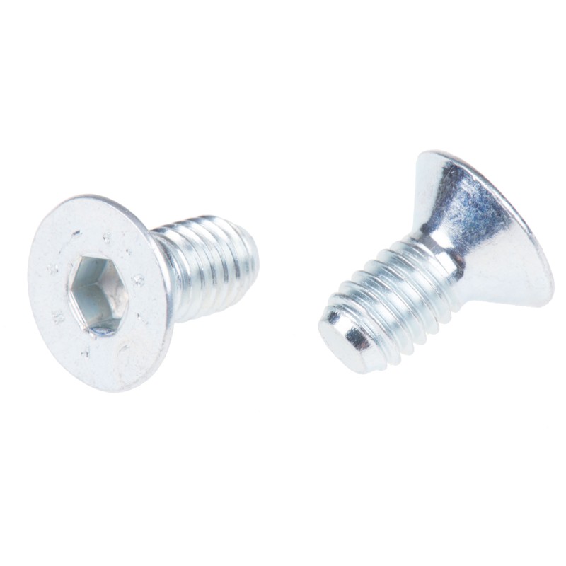 1 Box of 50 - RS PRO M6 x 12mm Hex Socket Countersunk Screw Bright Zinc Plated Steel